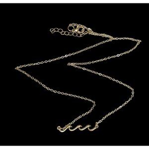 Minimalist Beachy Gold Tone Wave Pendant Necklace